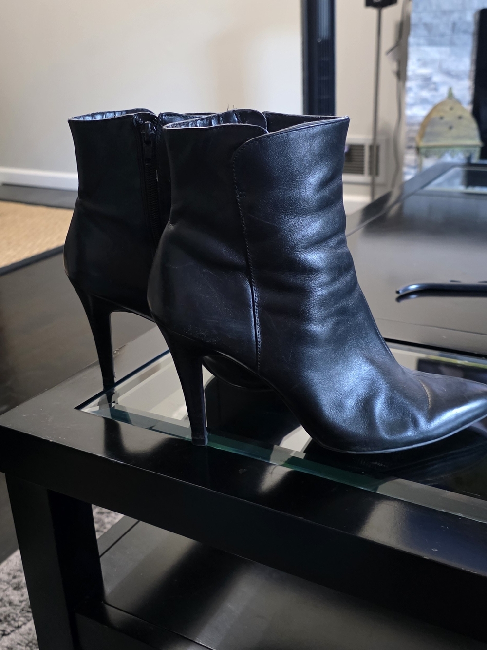 Nine West Black Pointed-Toe Leather Ankle Booties - Picture 2 of 4